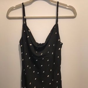 Polka dot cowl midi dress